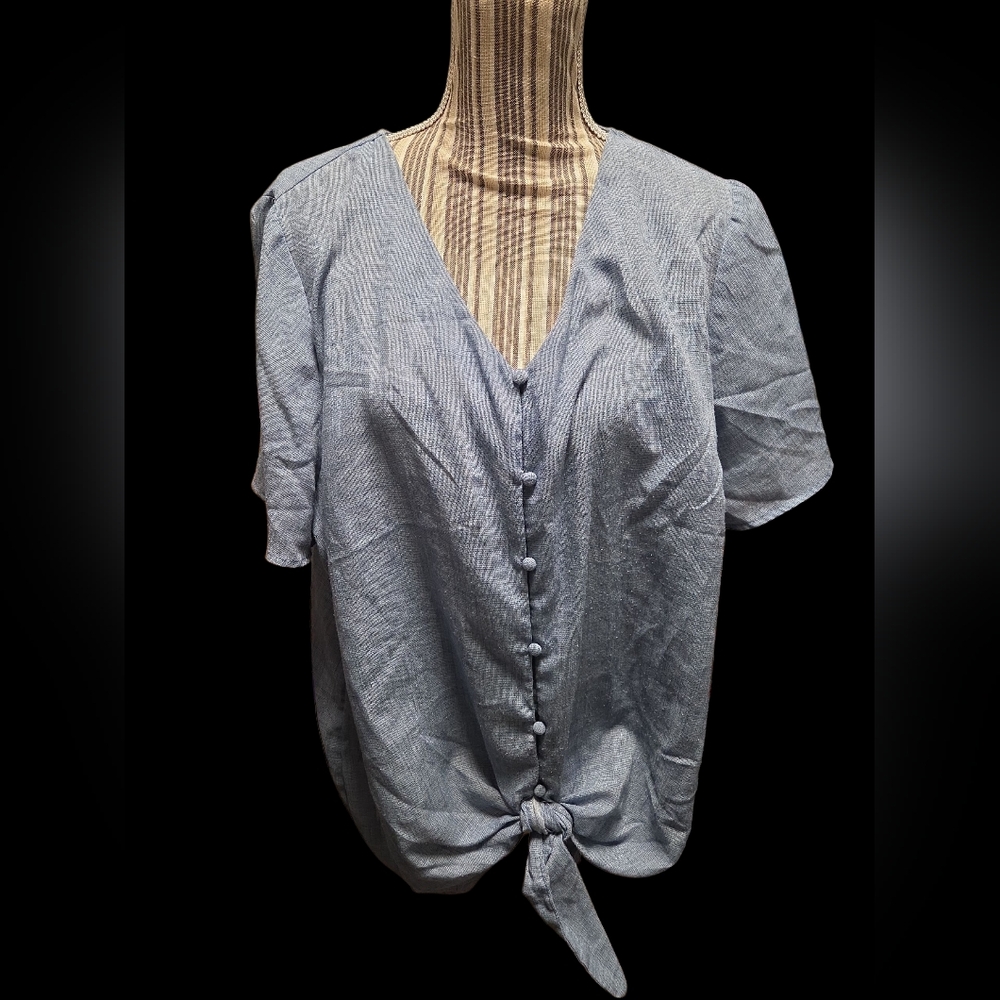 Lane Bryant Peasant Light Blue Blouse